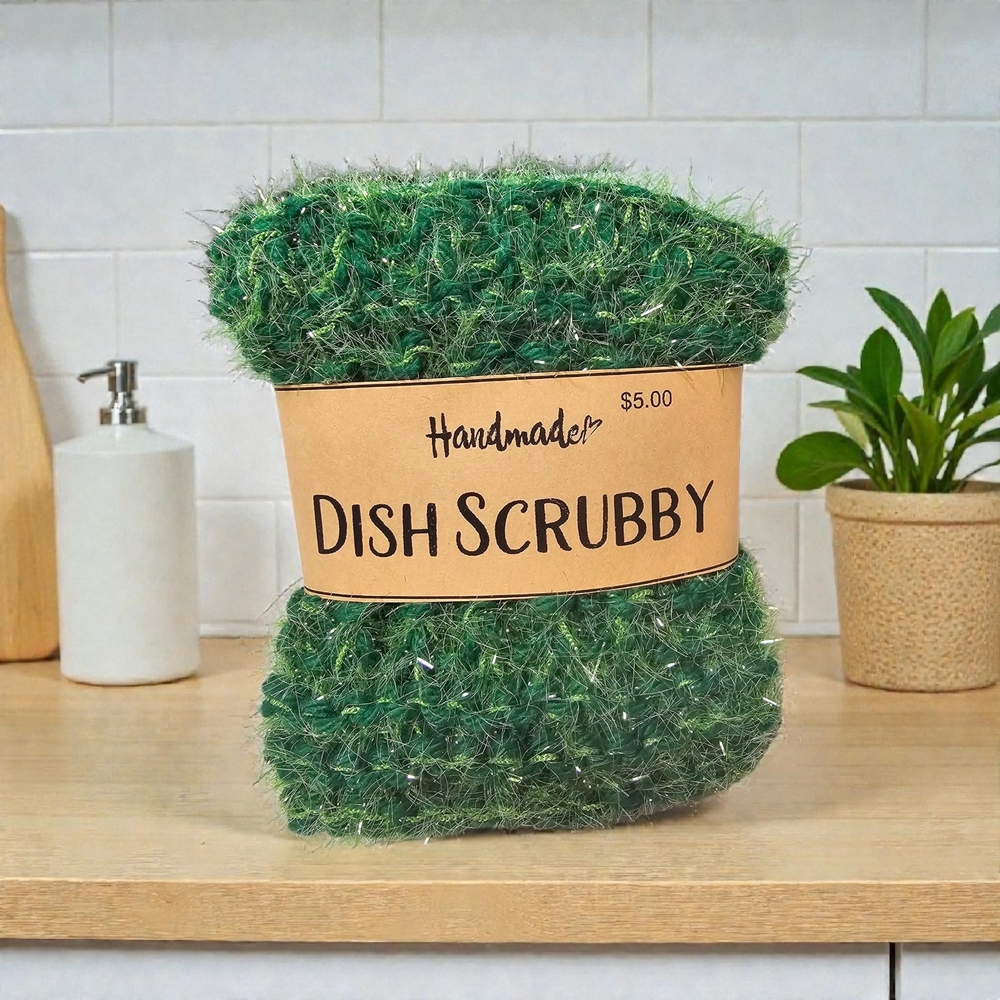 Green Cotton Dish Scrubby